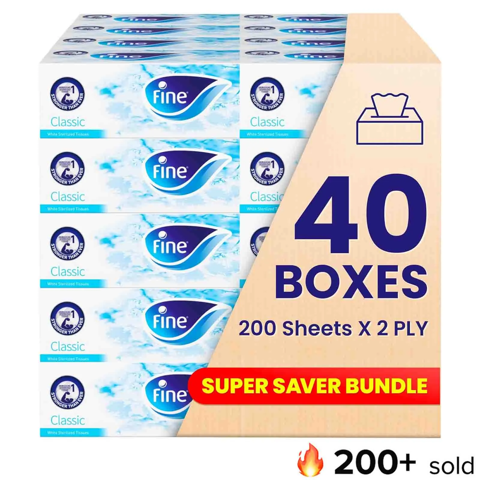 TISSUE FACIAL CLASSIC FINE 200 X 2 PLY  ( 8 X 5 PCS )