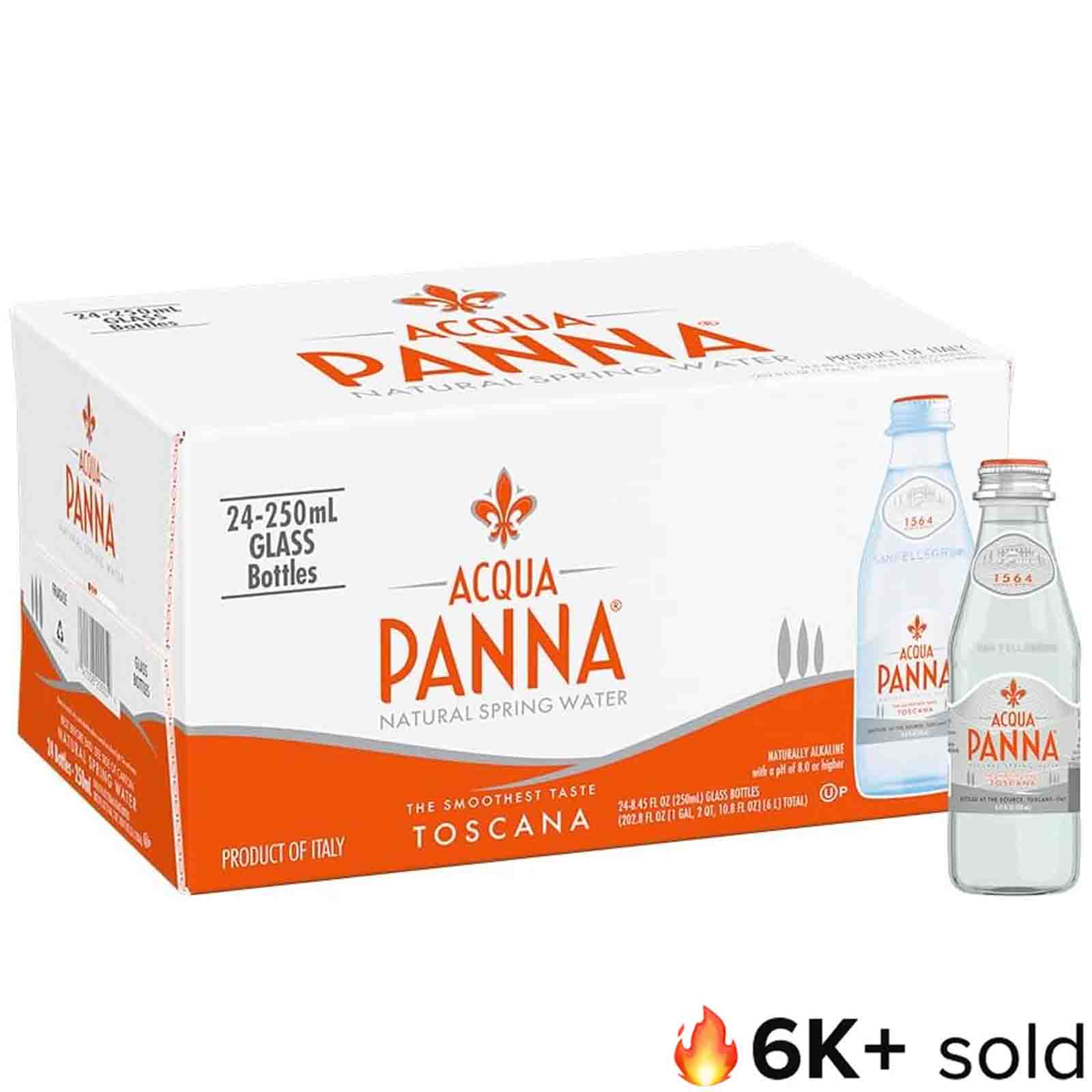 WATER MINERAL GLASS BOTTLE ACQUA PANNA ( 4 X 6 X 250 ML )