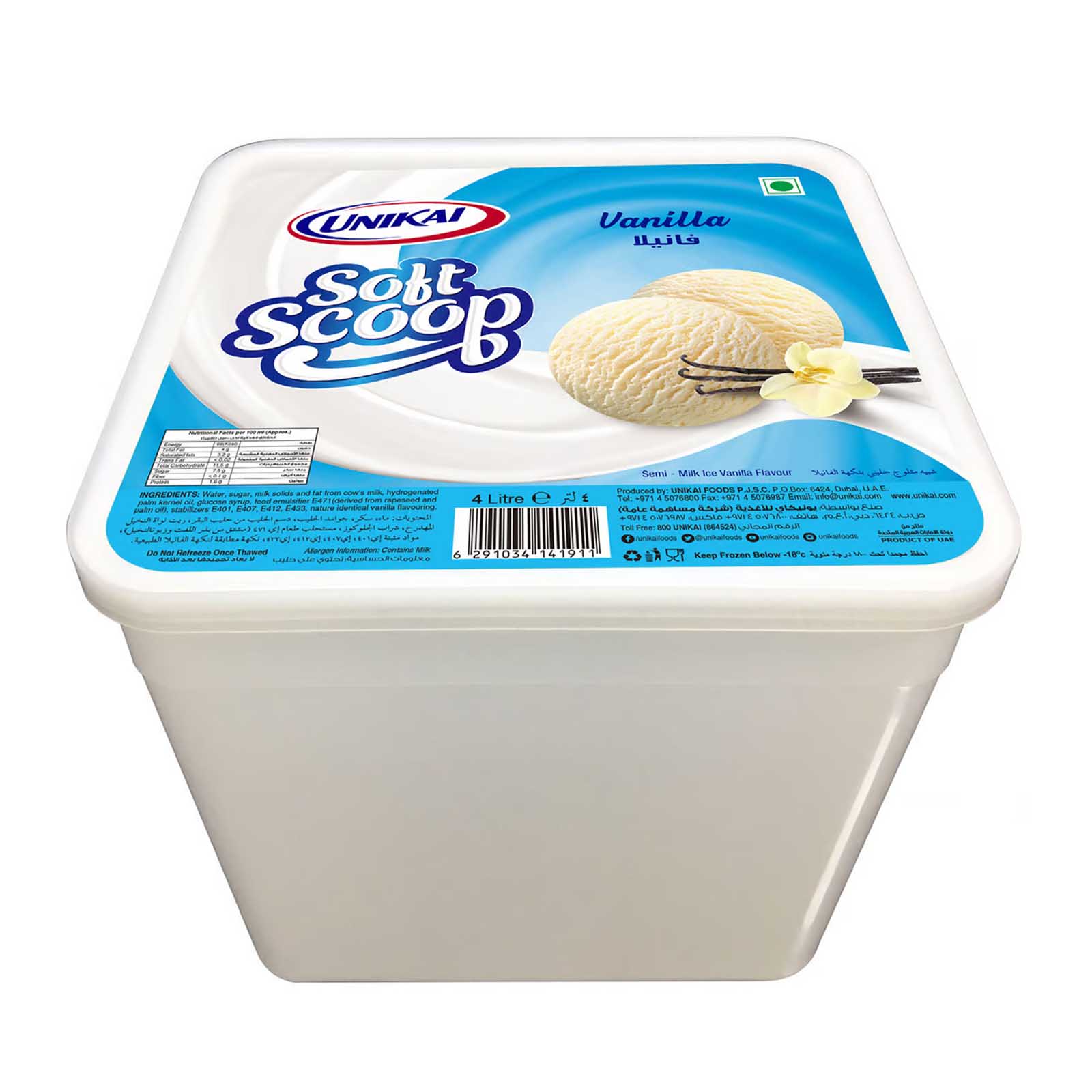 ICE CREAM VANILLA UNIKAI ( 4 LTR )