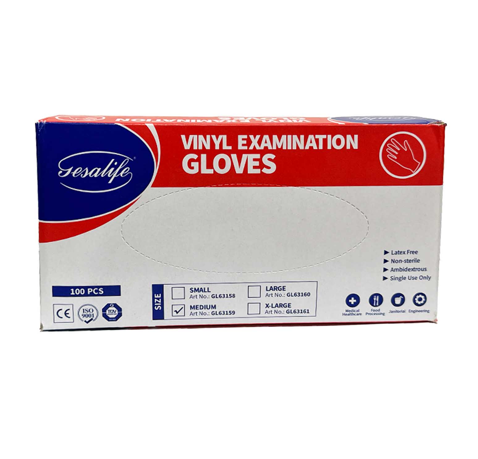 VINYL GLOVES PF BLUE MEDIUM GESALIFE ( 100 PCS )