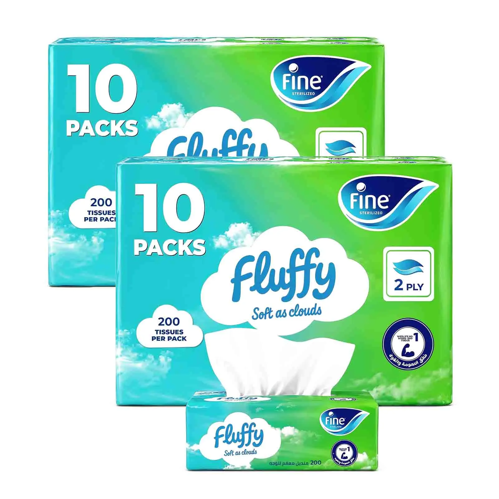 TISSUE FACIAL FINE FLUFFY 200 X 2 PLY ( 2 x 10 PCS )