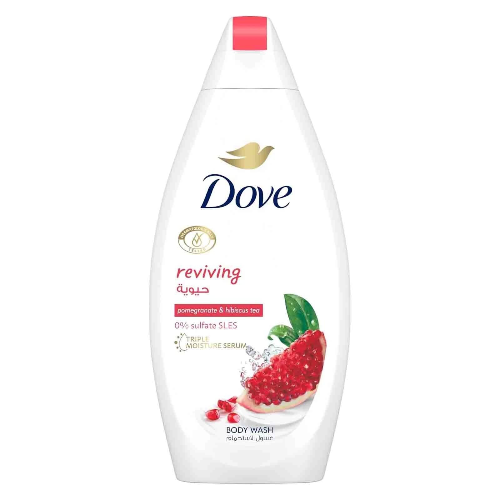 BODY WASH REVIVING POMEGRANATE & HIBISCUS TEA W / NATURAL MOISTURISERS DOVE (500 ml)