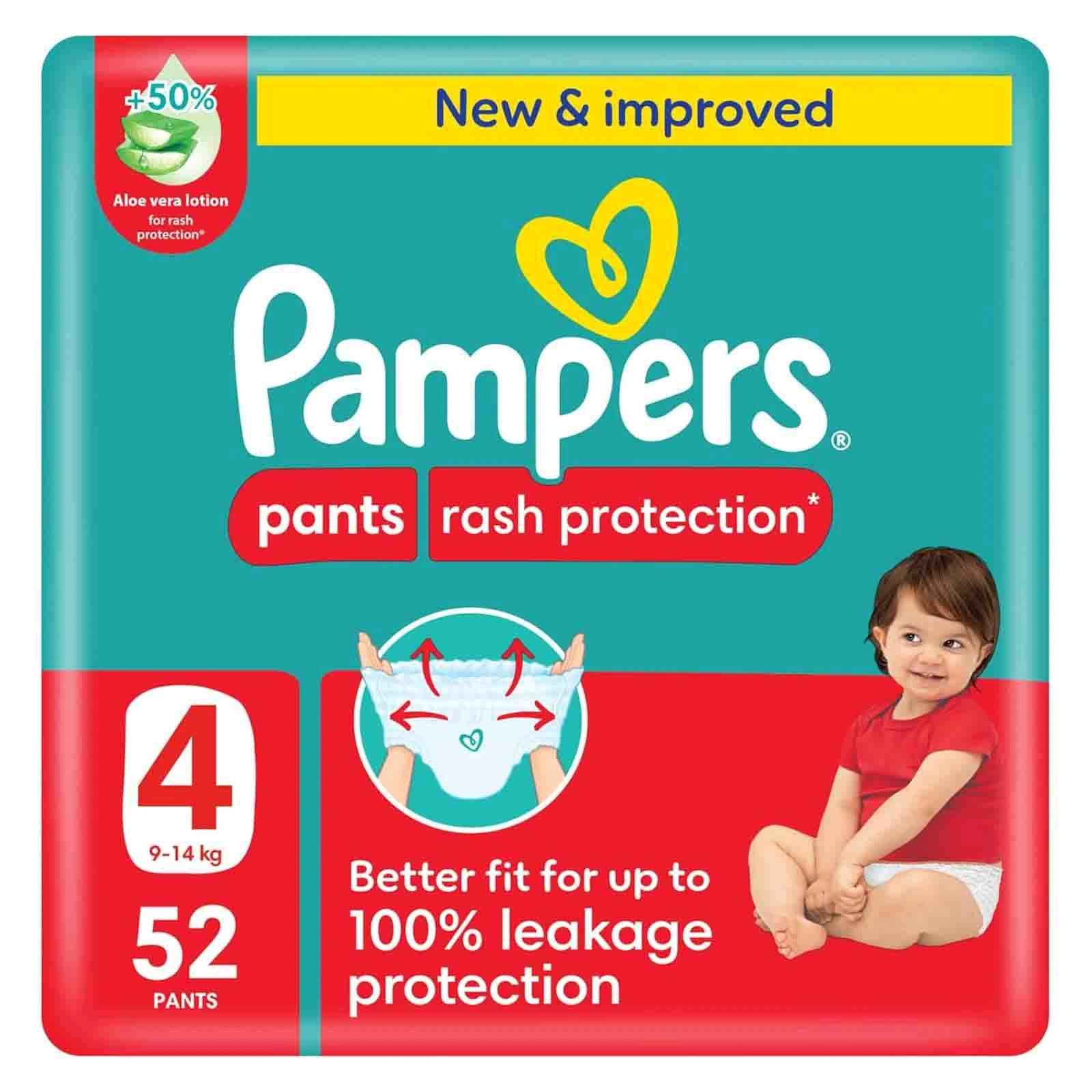 DIAPERS BABY PANTS SIZE 4, 9-14 KG PAMPERS (1 X 52 PC)