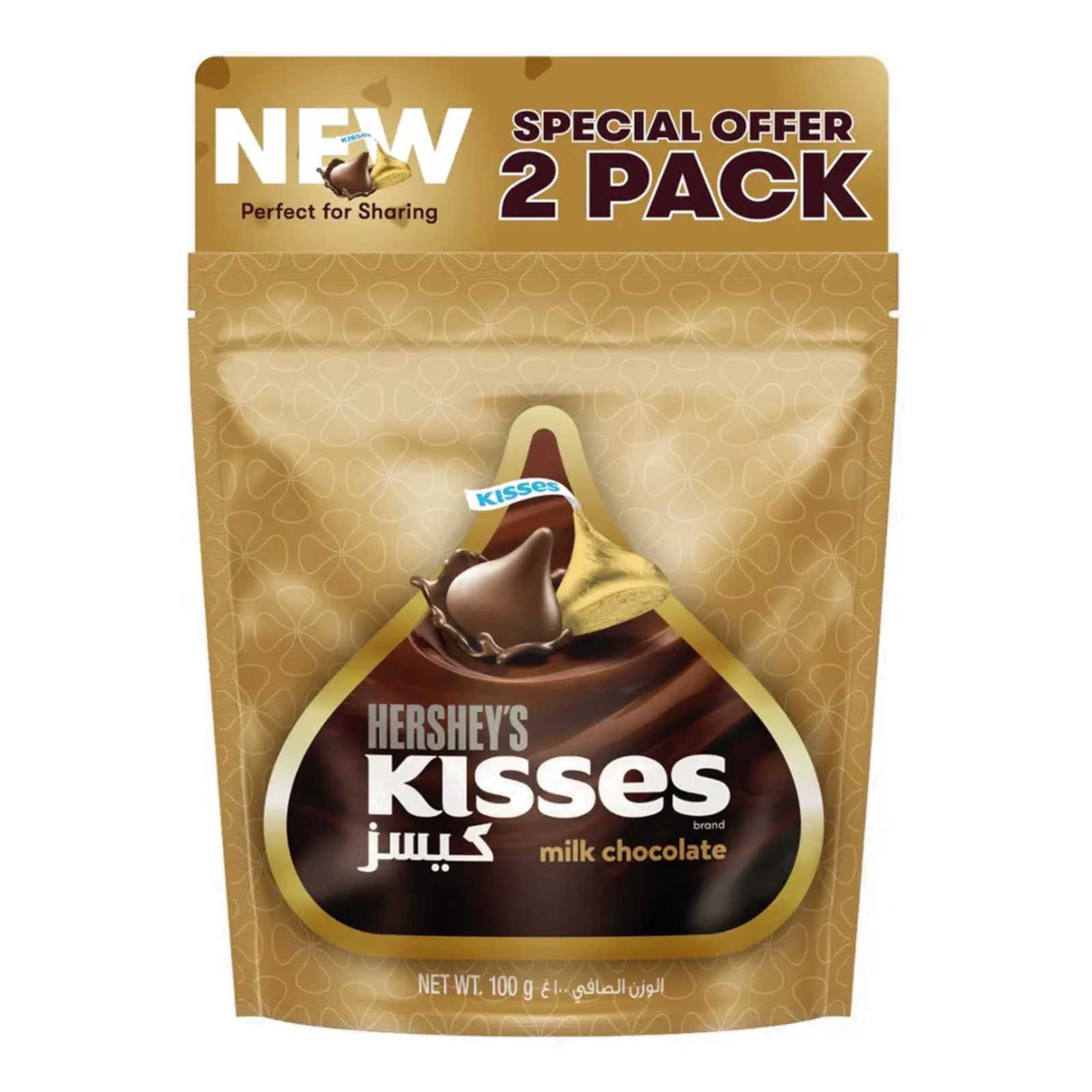 MILK CHOCOLATE KISSES HERSHEYS ( 2 X 100 GM )