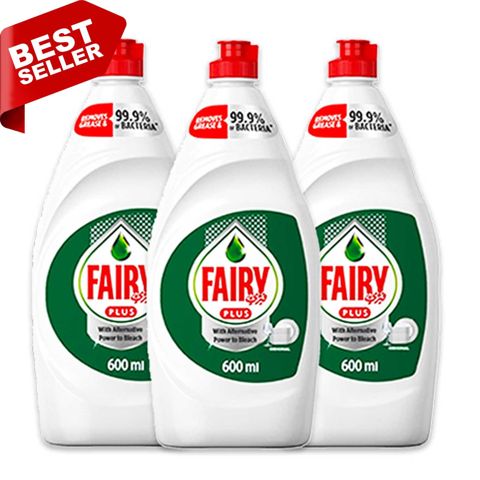 DISHWASHING LIQUID SOAP ORIGINAL ALTERNATE POWER TO BLEACH FAIRY ( 3 X 600 ml )