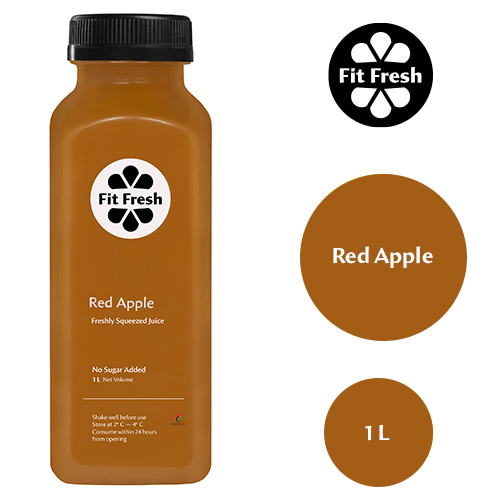 Fit Fresh Red Apple Juice 1 L (Cold-pressed Fresh Juice, Freshly-squeezed Daily, No Preservatives, No Additives, No Sugar, No Water Added)