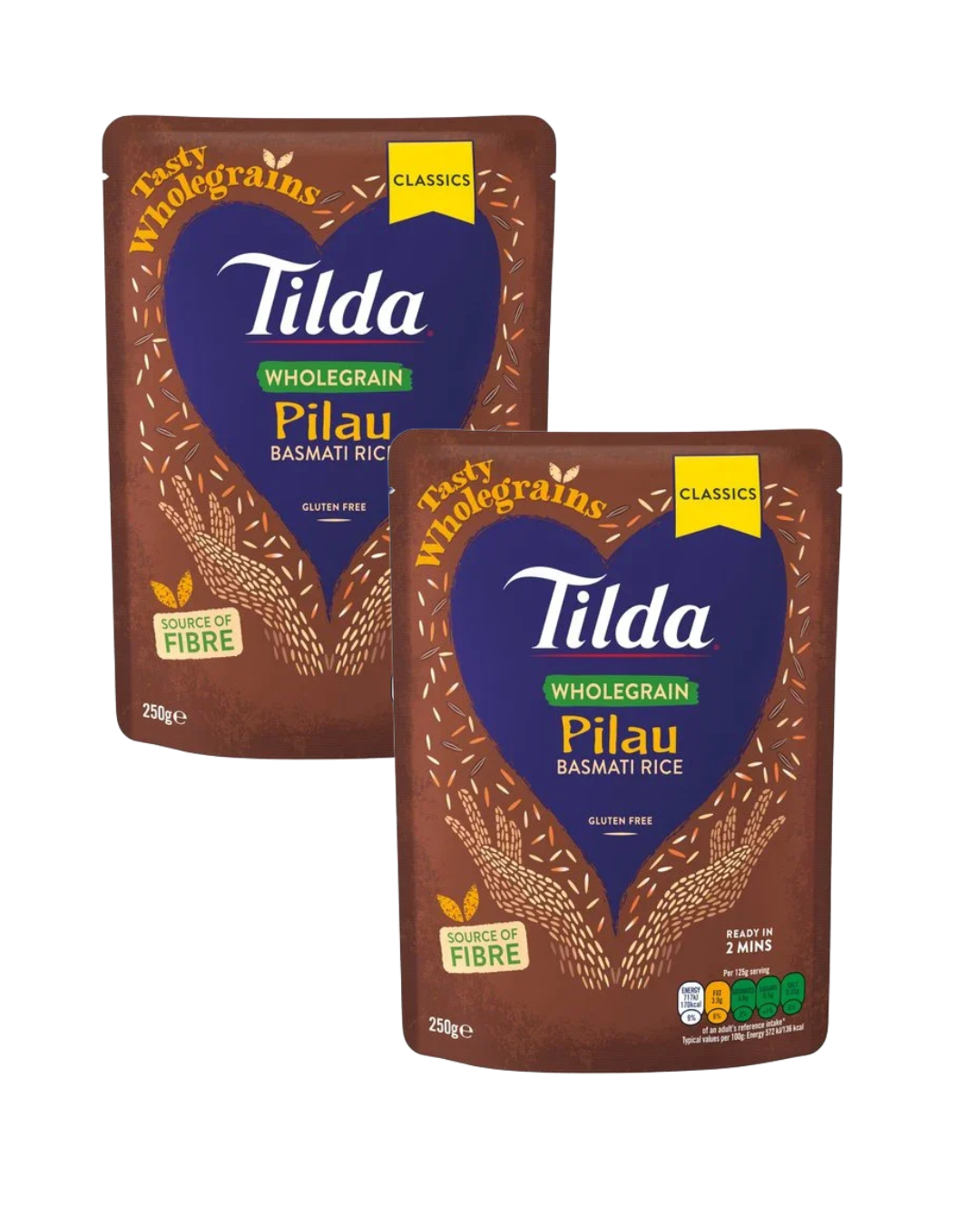 RICE BASMATI WHOLE GRAIN PILAU MICROWAVE TILDA ( 2 X 250 G ) 