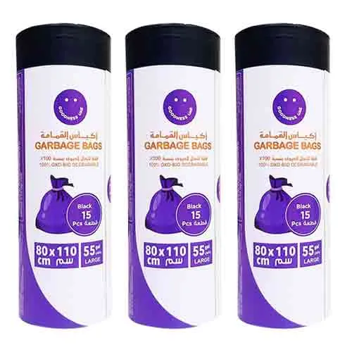 GARBAGE BAG OXO BIO DEGRADABLE 55G - 80 X 110 CM BLK ROLL GOODNESS (3 X 15 PCS )