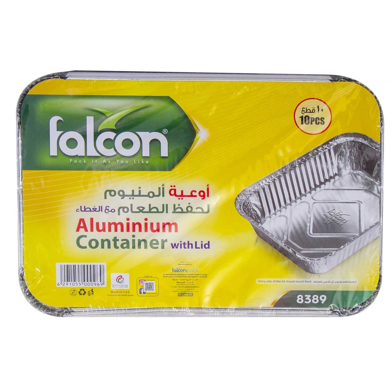 DISPOSABLE ALUMINIUM W/LID CONTAINER 8389 FALCON ( 10 PCS )