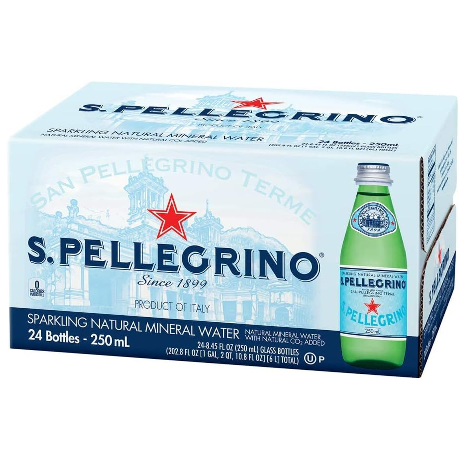  San Pellegrino Sparkling Water Glass Bottle 24 x 250 ml