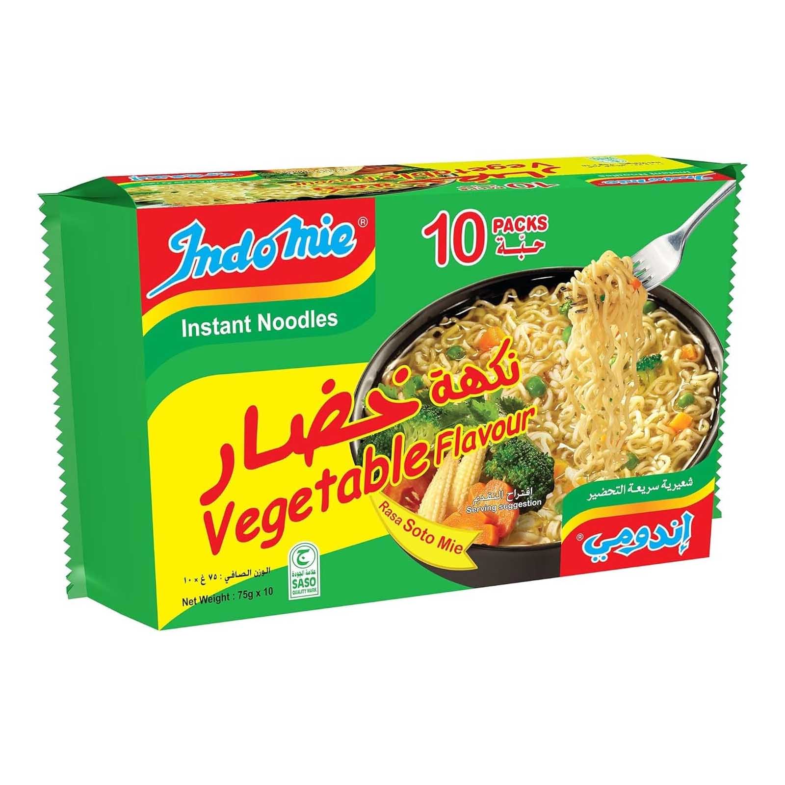 NOODLES INSTANT VEGETABLE FLAVOUR INDOMIE ( 10 X 75 GM )