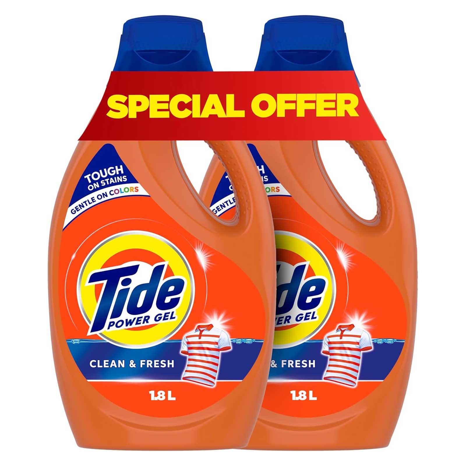 POWER GEL CLEAN & FRESH LAUNDRY DETERGENT TIDE ( 2 X 1.8 L )