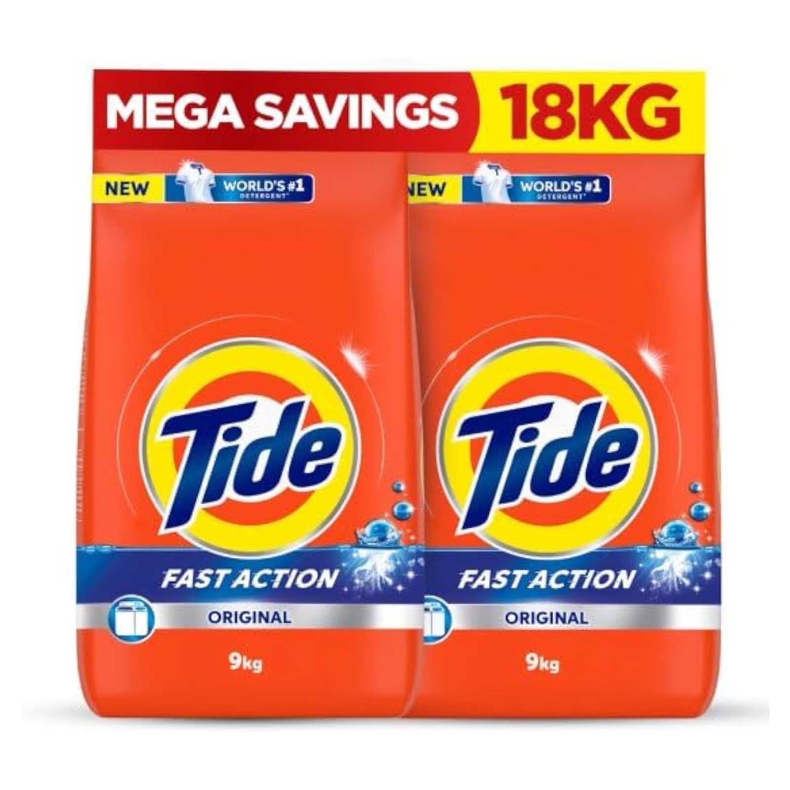 LAUNDRY DETERGENT POWDER SEMI AUTOMATIC FAST ACTION ORIGINAL TIDE ( 2 X 9 kg )