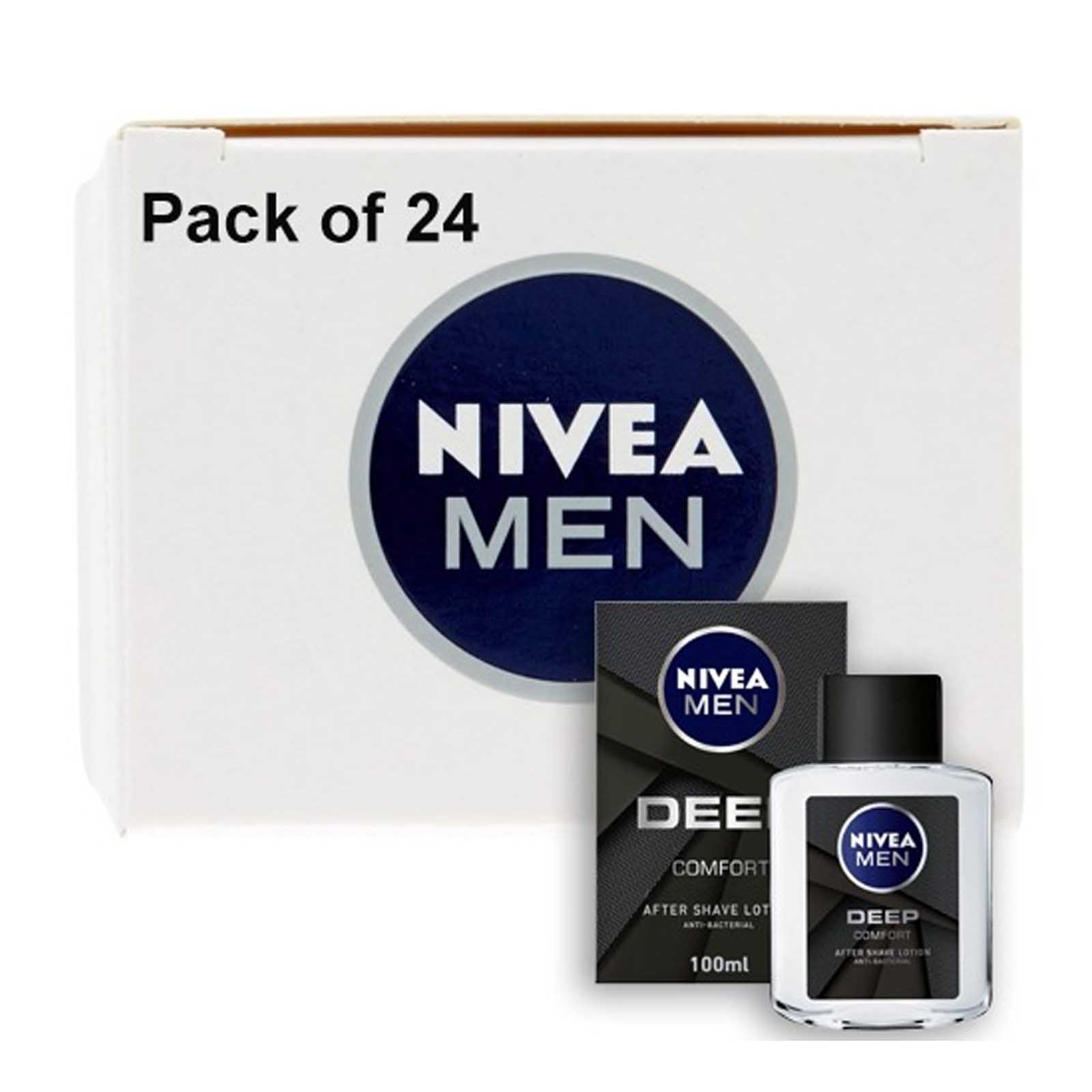 AFTER SHAVE LOTION ANTI BACTERIAL BLACK DEEP COMFORT MEN NIVEA ( 24 X 100 ML )