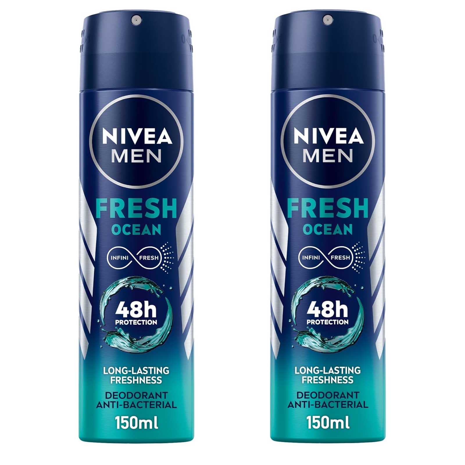 DEODORANT SPRAY MEN FRESH OCEAN NIVEA ( 2 X 150 ML )