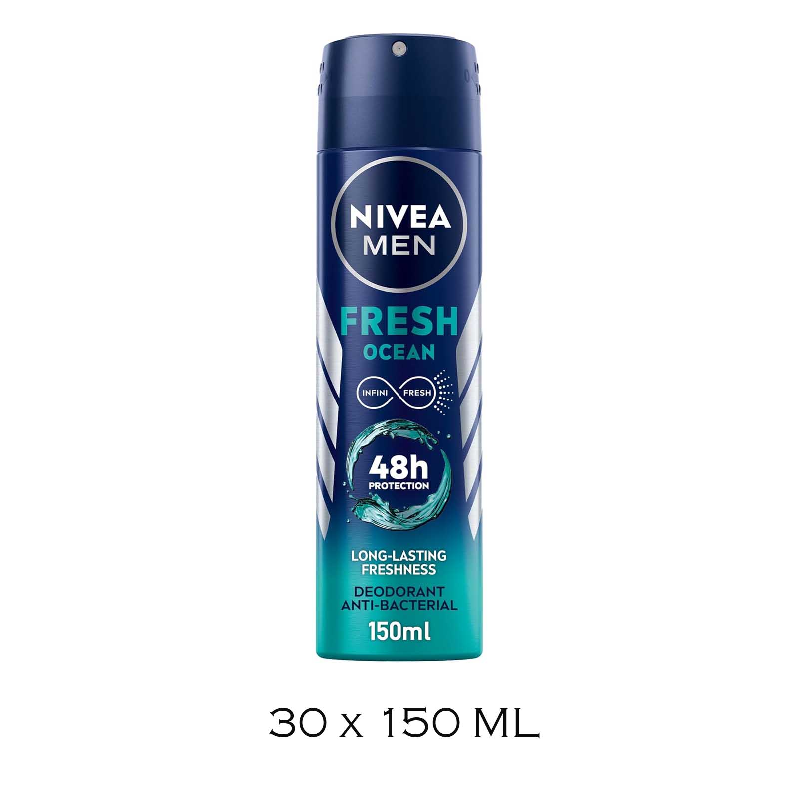 DEODORANT SPRAY MEN FRESH OCEAN NIVEA ( 30 X 150 ML )