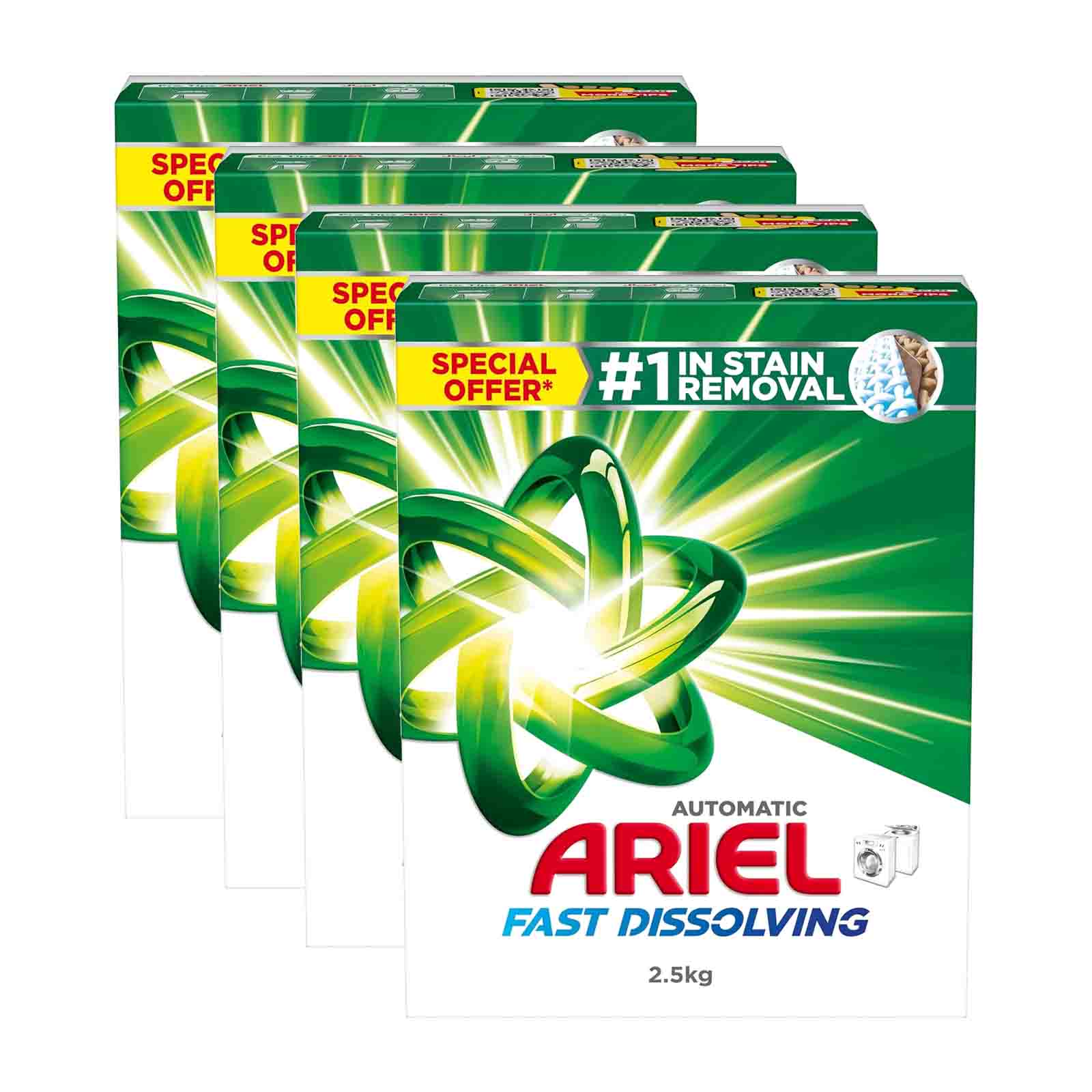 LAUNDRY DETERGENT POWDER AUTOMATIC ORIGINAL FAST DISSOLVING ARIEL ( 4 X 2.5 kg )