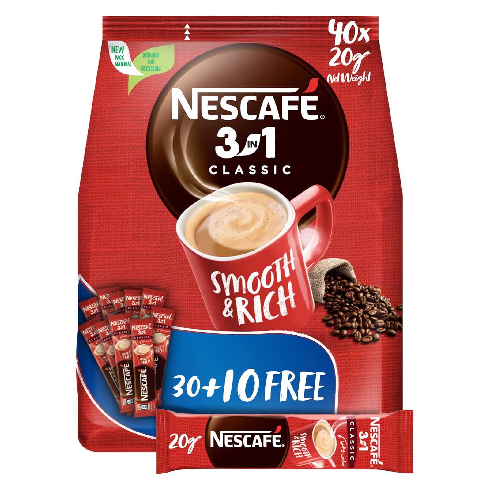 COFFEE 3 IN 1 CLASSIC NESCAFE ( 30 + 10 X 20 gm )