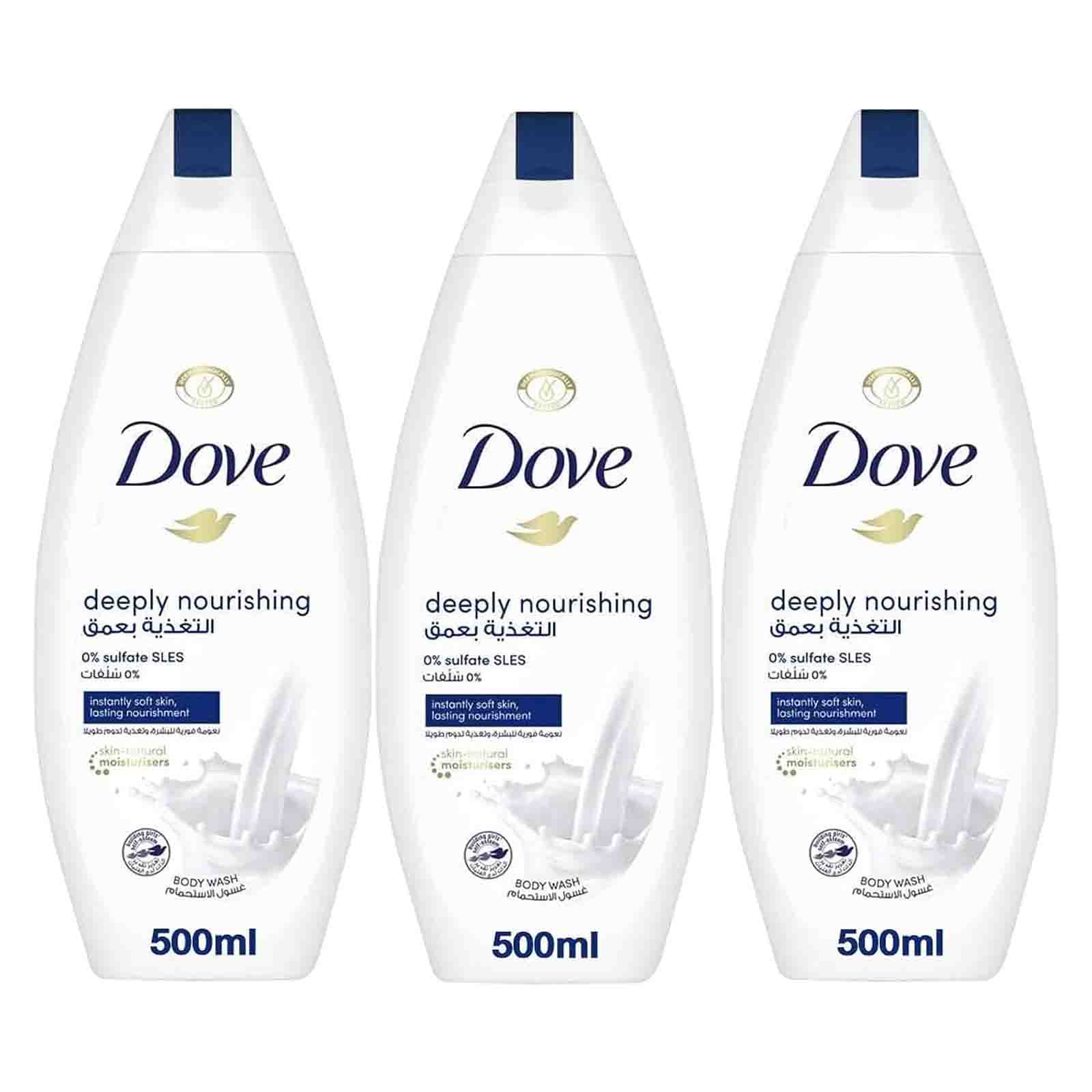 BODY WASH DEEPLY NOURISHING DOVE ( 3 X 500 ML )