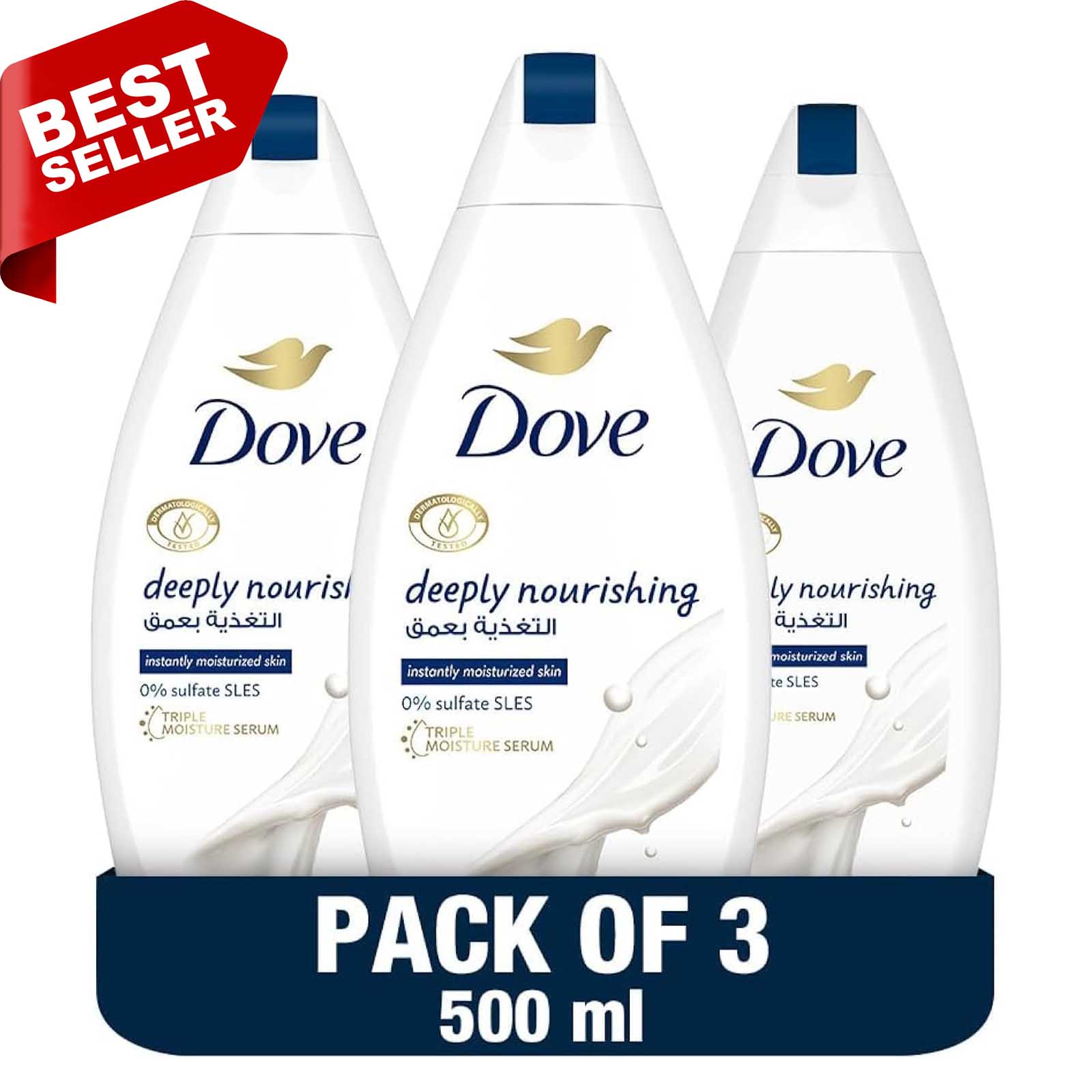 BODY WASH DEEPLY NOURISHING DOVE ( 3 X 500 ML )