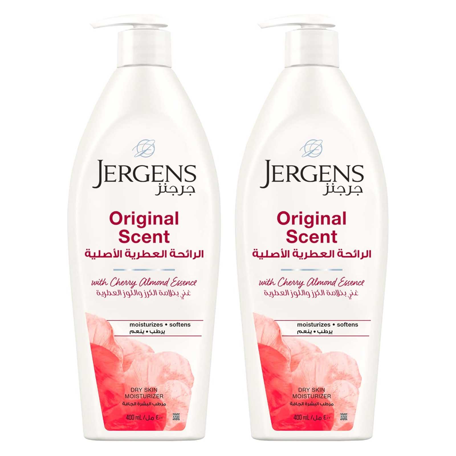 BODY LOTION ORIGINAL SCENT DRY SKIN MOISTURIZER RED JERGENS ( 2 X 400 ML )