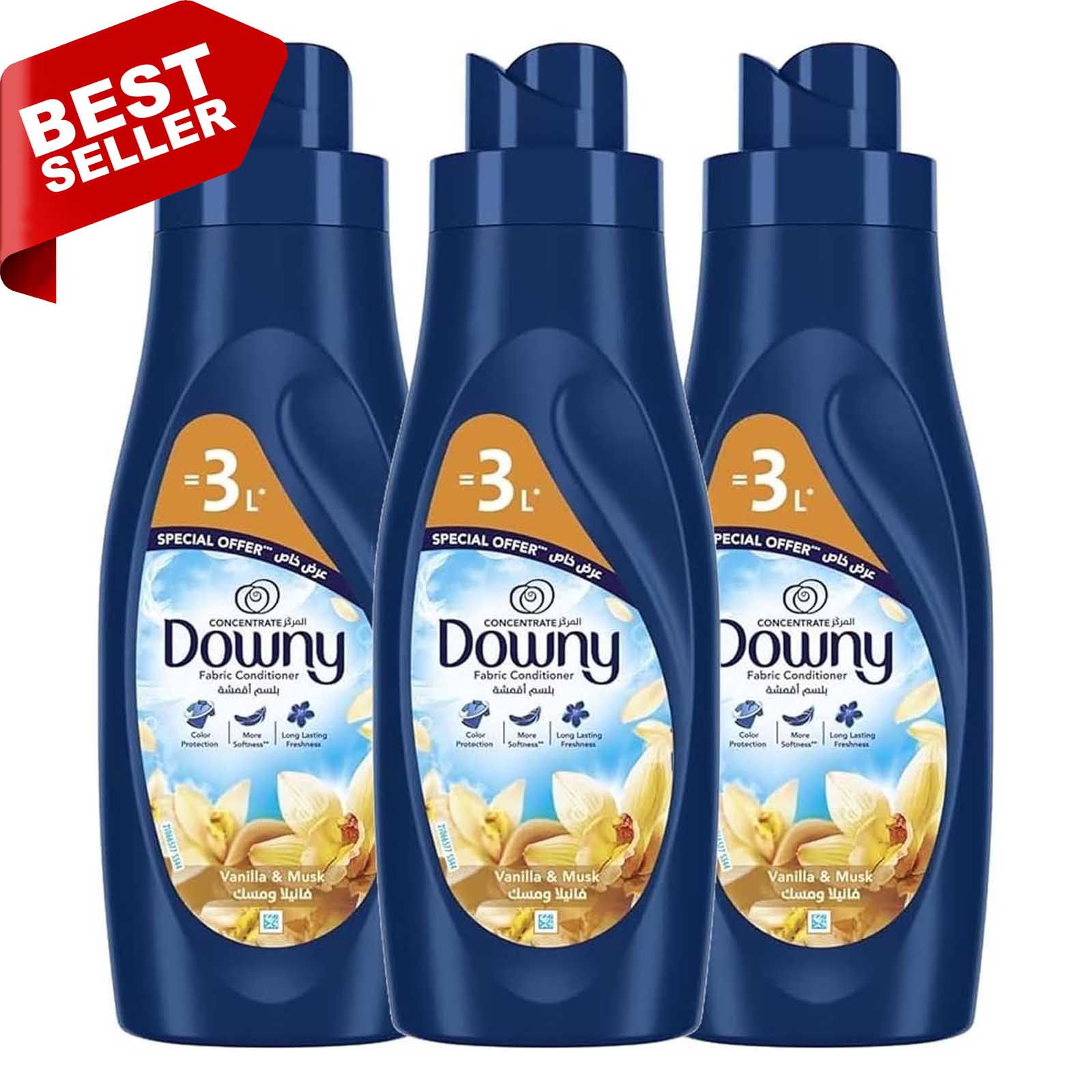 FABRIC CONDITIONER CONCENTRATE VANILLA & MUSK DOWNY ( 3 X 1 LTR )