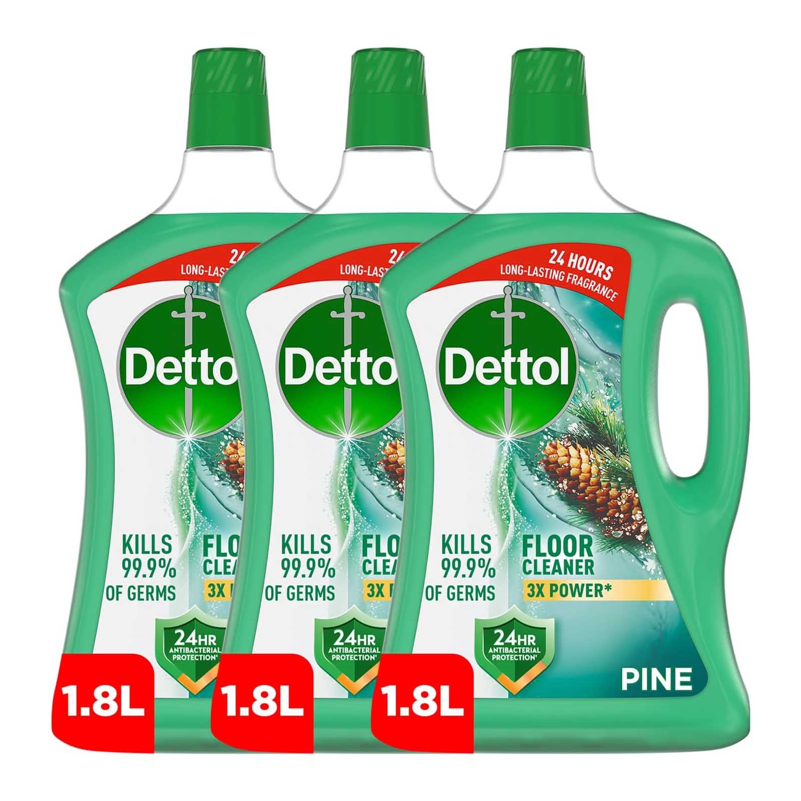 FLOOR CLEANER ANTIPACTERIAL POWER 3X PINE DETTOL ( 3 X 1.8 LTR )