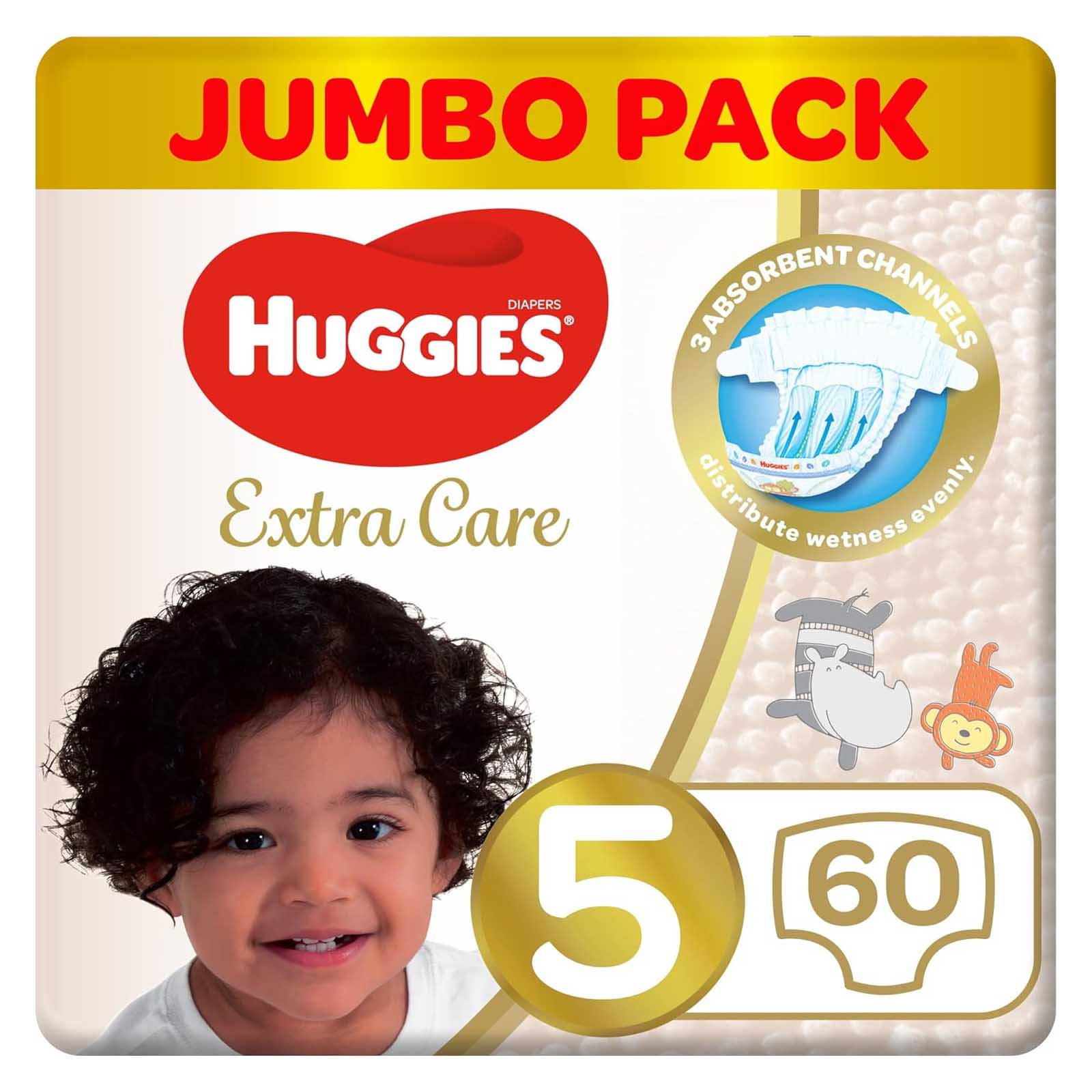 DIAPER EXTRA CARE SIZE 5,12 - 22 KG HUGGIES ( 60 PCS )