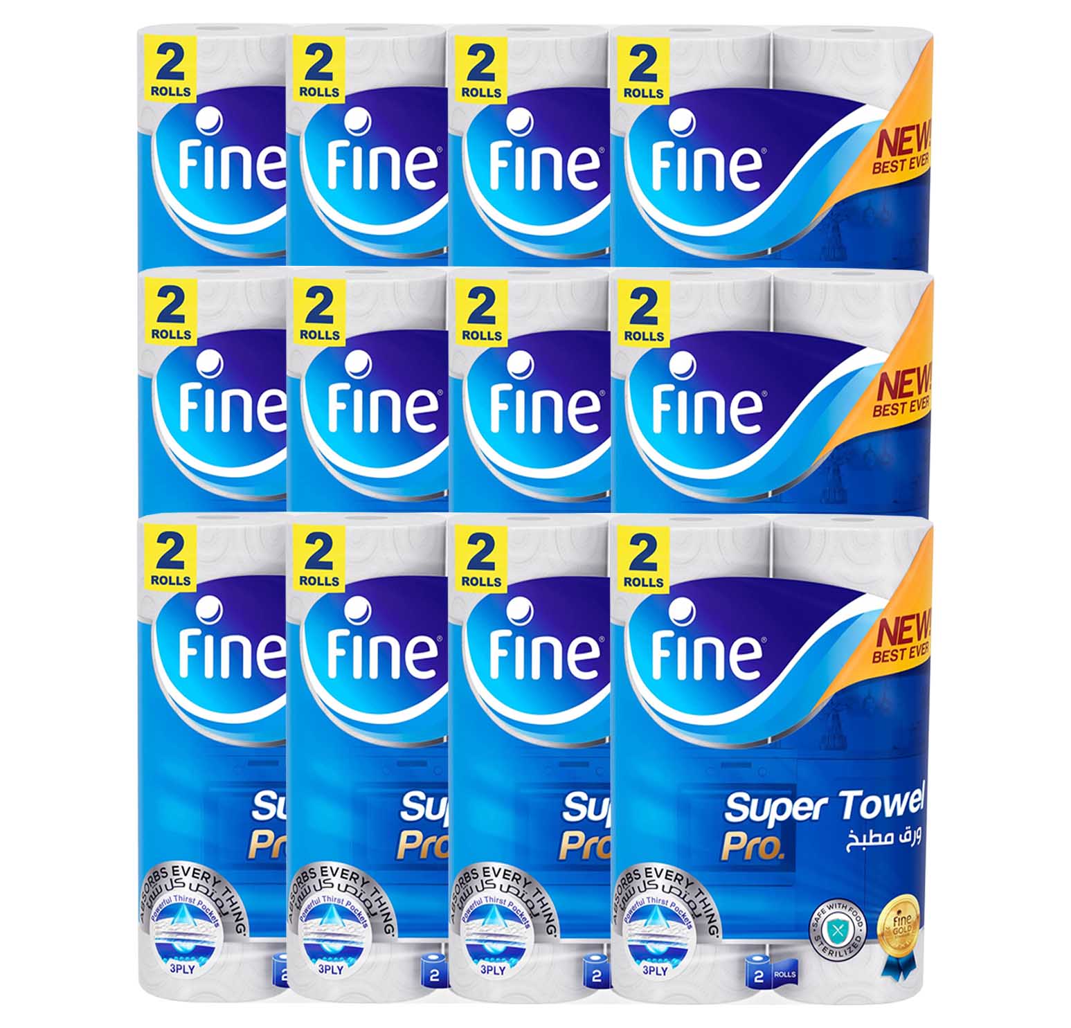 KITCHEN PAPER TOWEL 3 PLY FINE ( 12 X 2 PC )