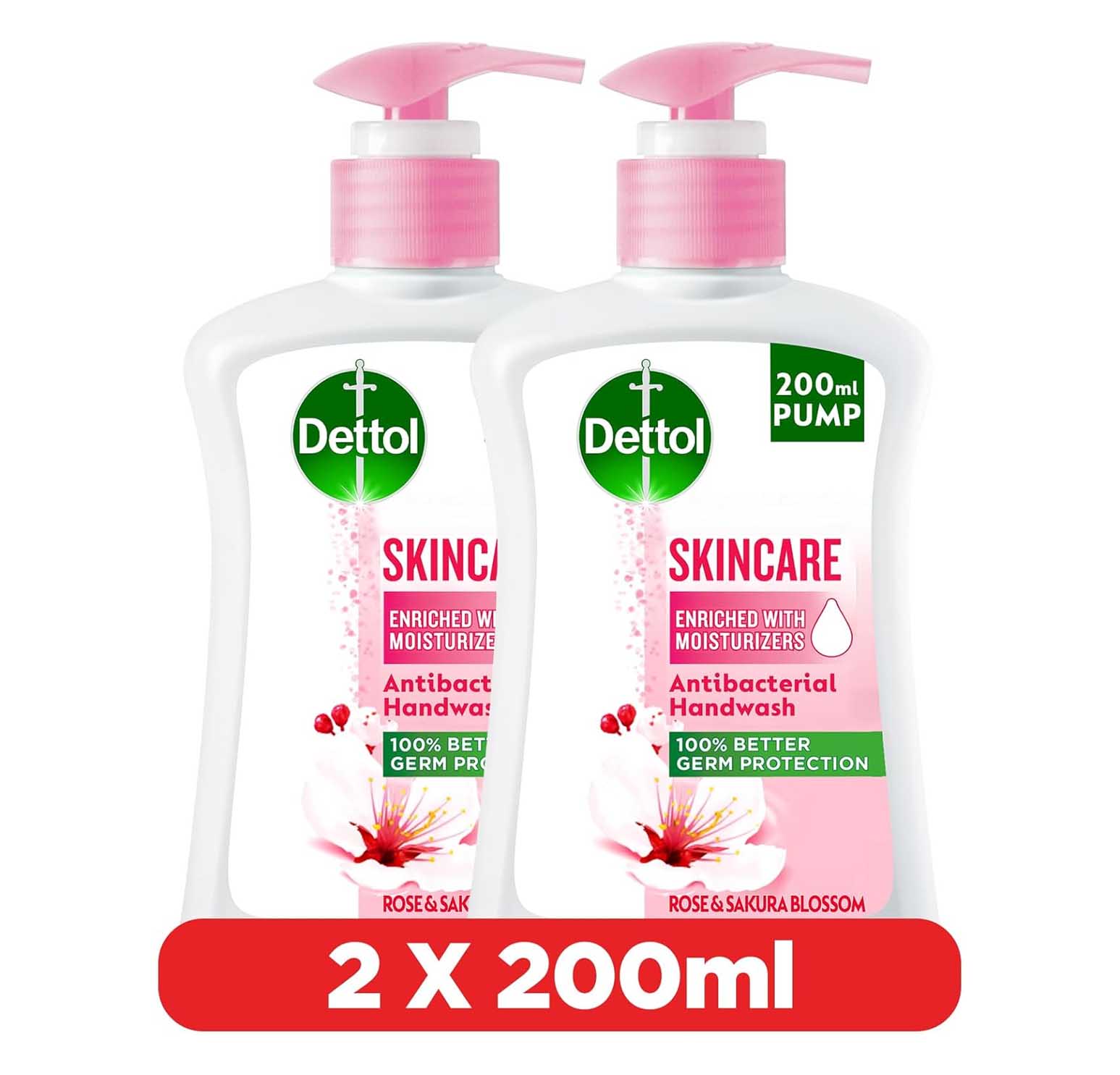 HAND WASH ANTIBAC ROSE & SAKURA BLOSSOM SKINCARE DETTOL ( 2 X 200 ML )