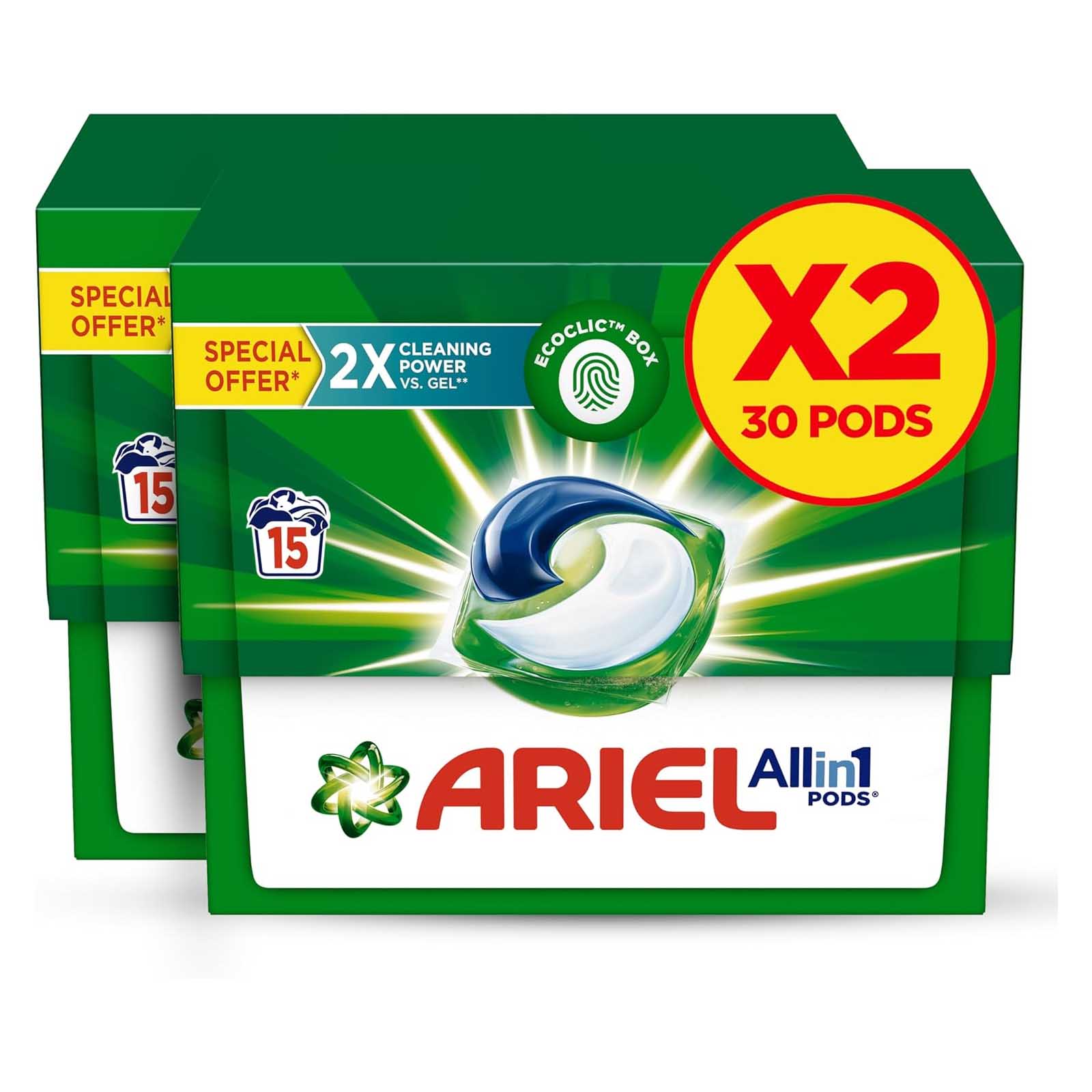 LIQUID DETERGENT CAPSULES 3 IN 1 POD PB ARIEL ( 2 X 15 PODS )