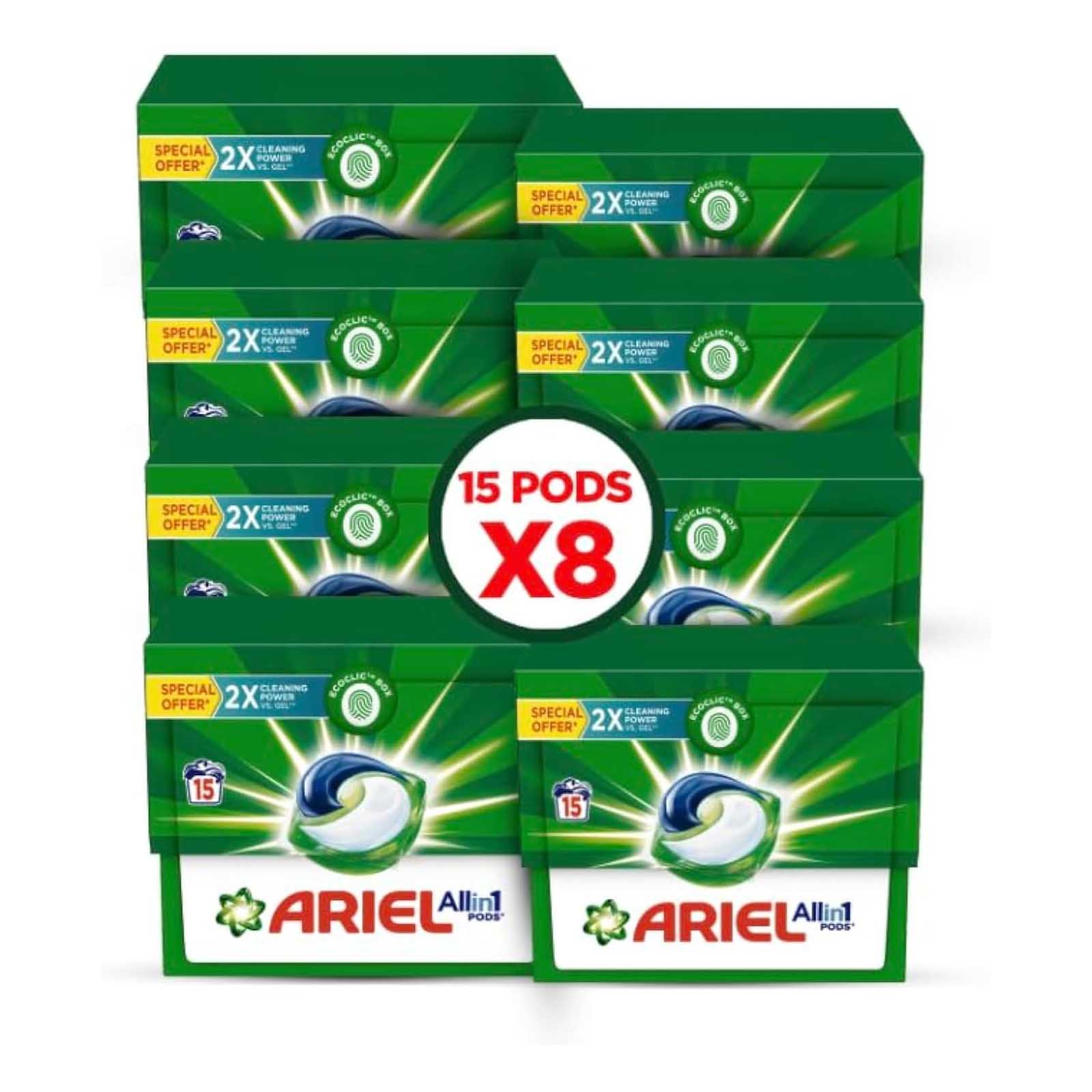 LIQUID DETERGENT CAPSULES 3 IN 1 POD PB ARIEL ( 8 X 15 PODS )