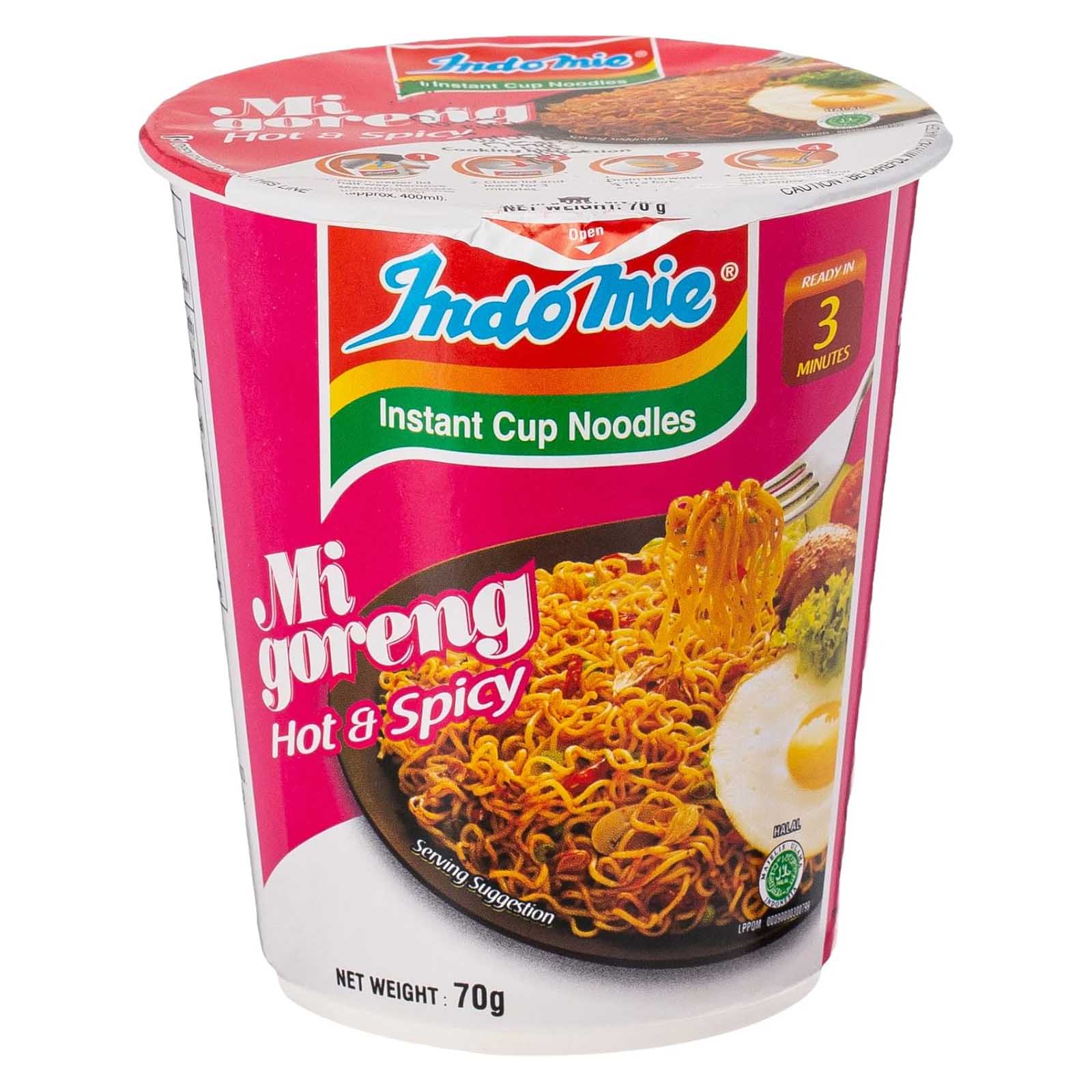 NOODLES INSTANT CUP FRIED MIGORENG HOT & SPICY INDOMIE ( 70 GM ) 