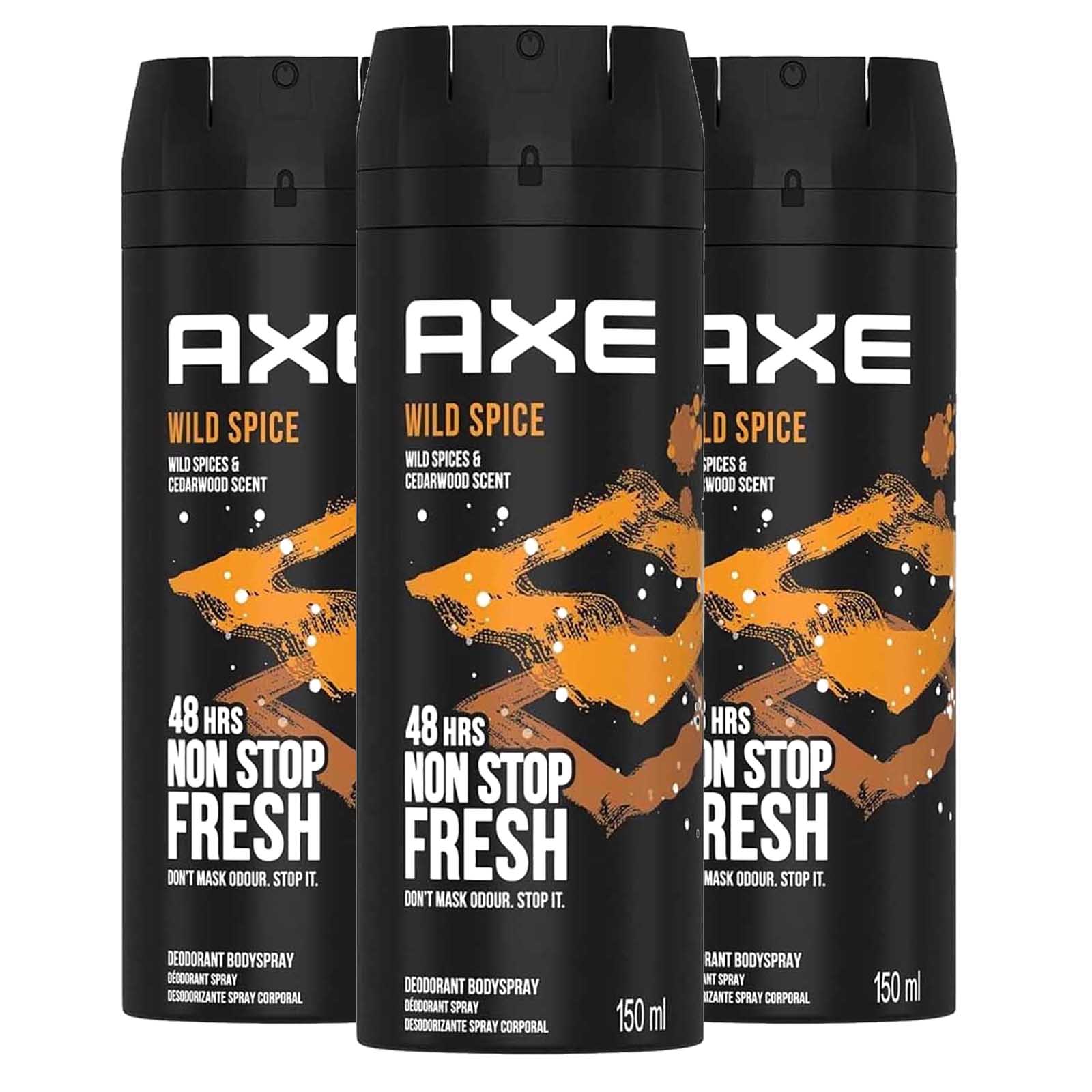 DEODORANT BODY SPRAY MEN WILD SPICE AXE ( 3 X 150 ML )