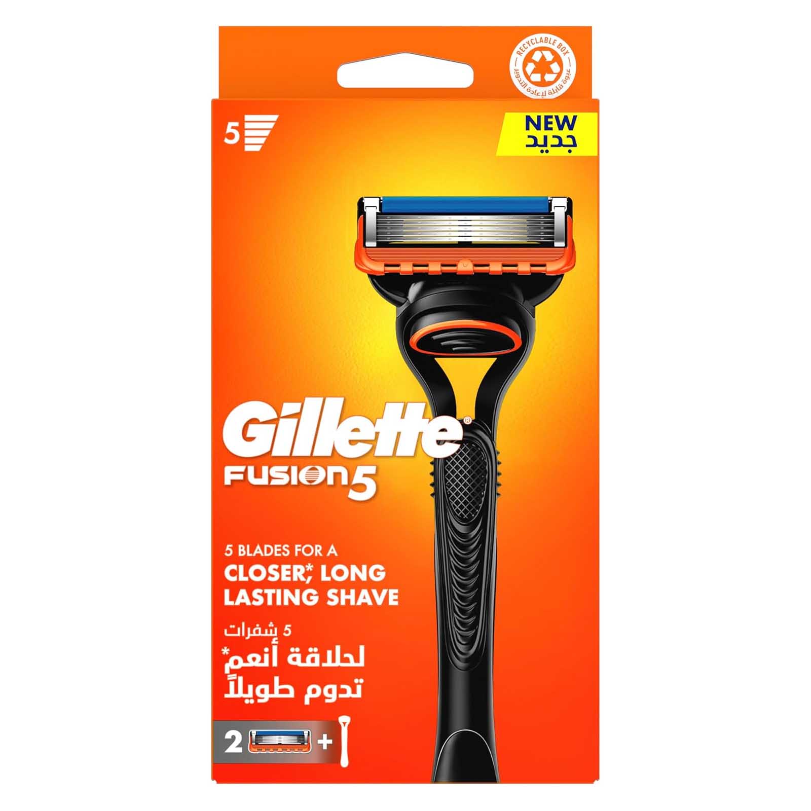 RAZOR REFILL BLADE FUSION 5 WITH 1 HANDLE + 2 BLADE GILLETTE ( 1 PC )