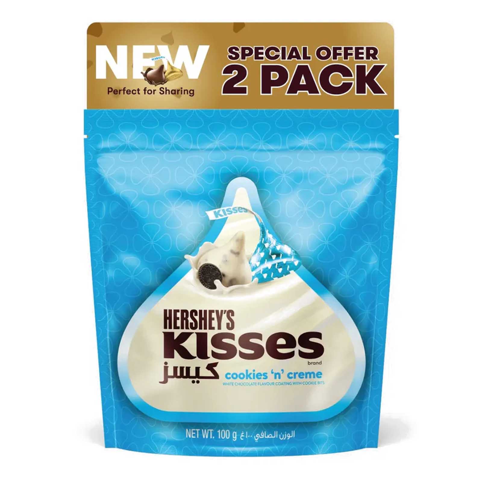 CHOCOLATE COOKIES N CREAM KISSES HERSHEYS ( 2 X 100 GM )