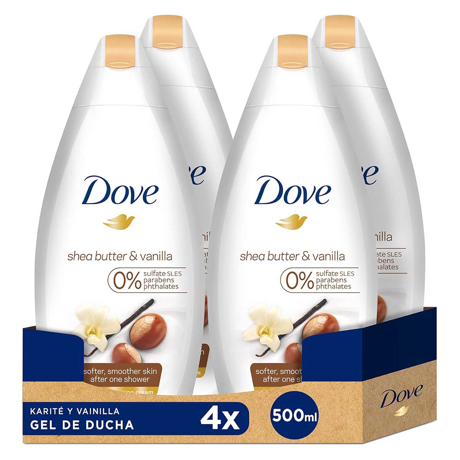 BODY WASH PURELY PAMPERING SHEA BUTTER DOVE ( 4 X 500 ML )