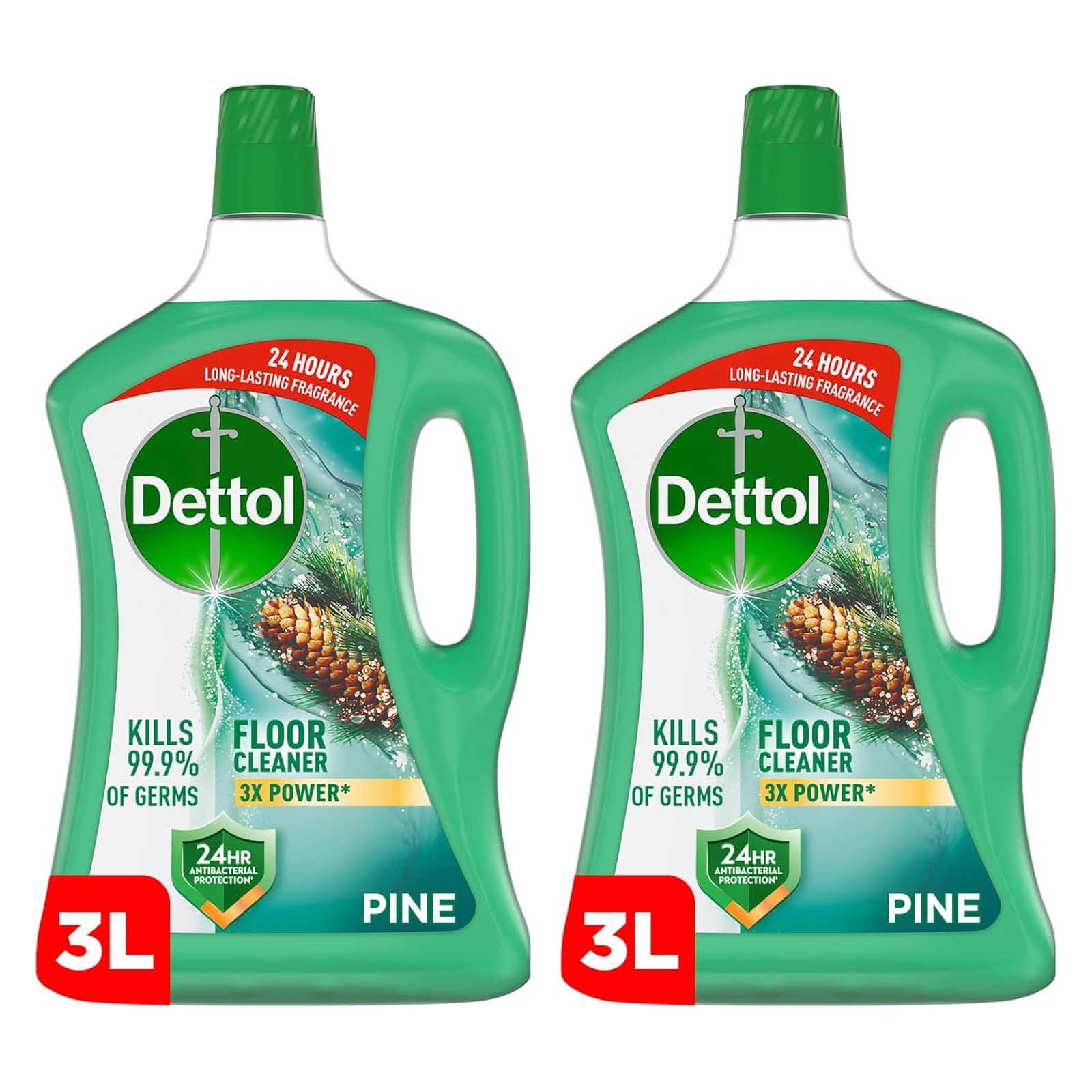 FLOOR CLEANER ANTIBACTERIAL POWER 3X PINE DETTOL ( 2 X 3 LTR )