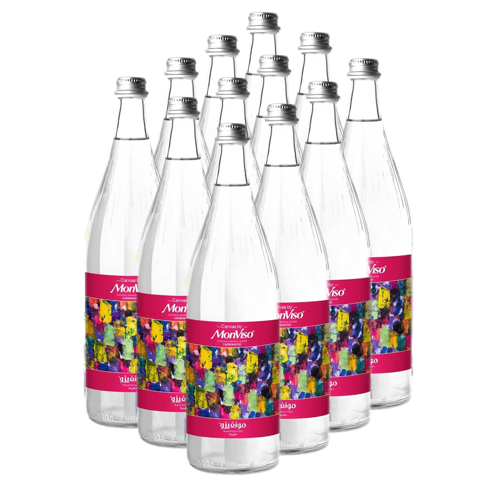 WATER SPARKLING MINERAL GLASS BOTTLE CANVAS BY MONVISO ( 12 X 1 LTR )