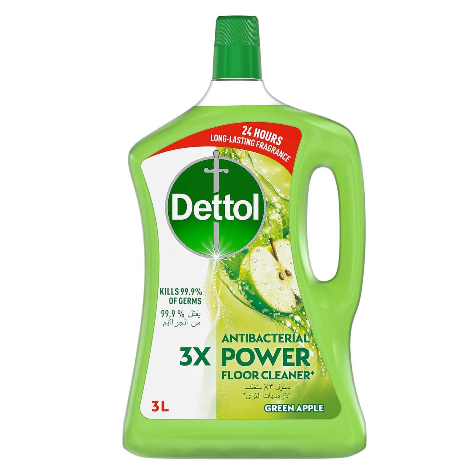 FLOOR CLEANER ANTIBACTERIAL POWER 3X GREEN APPLE DETTOL ( 3 LTR )