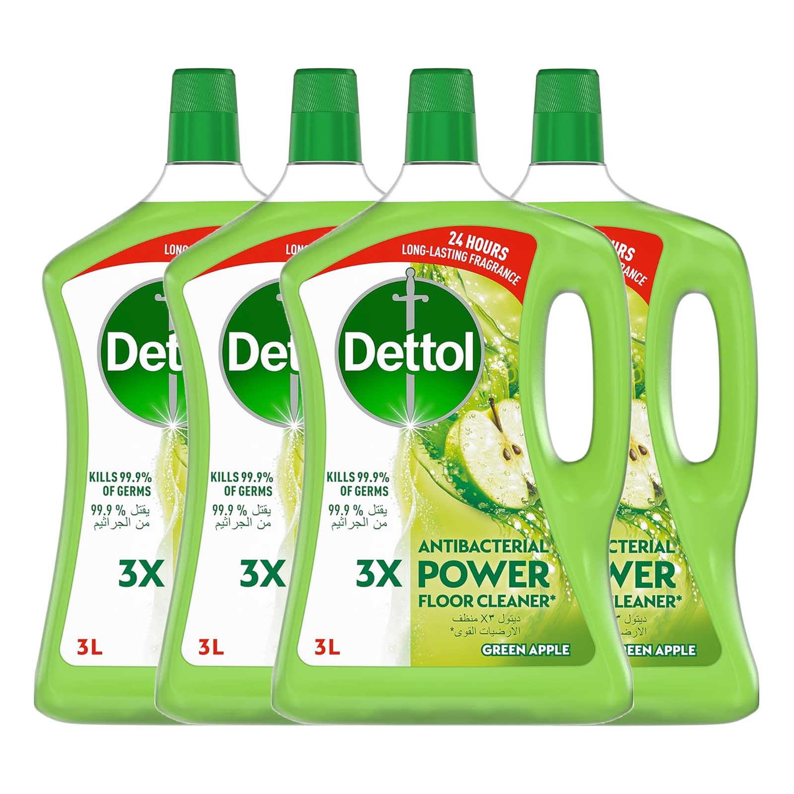 FLOOR CLEANER ANTIBACTERIAL POWER 3X GREEN APPLE DETTOL ( 4 X 3 LTR )