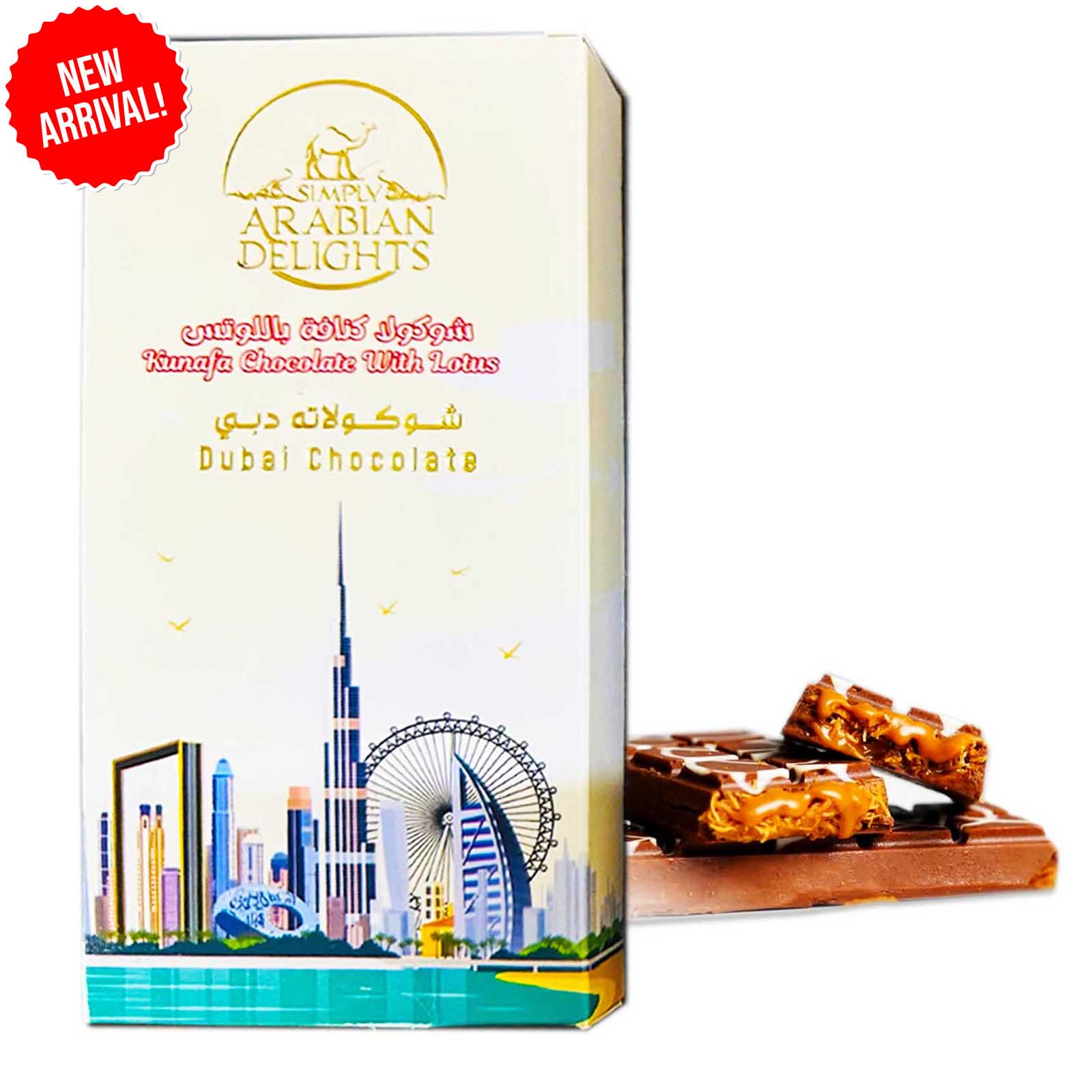 KUNAFA CHOCOLATE WITH LOTUS DUBAI CHOCOLATE ARABIAN DELIGHTS ( 200 GM )