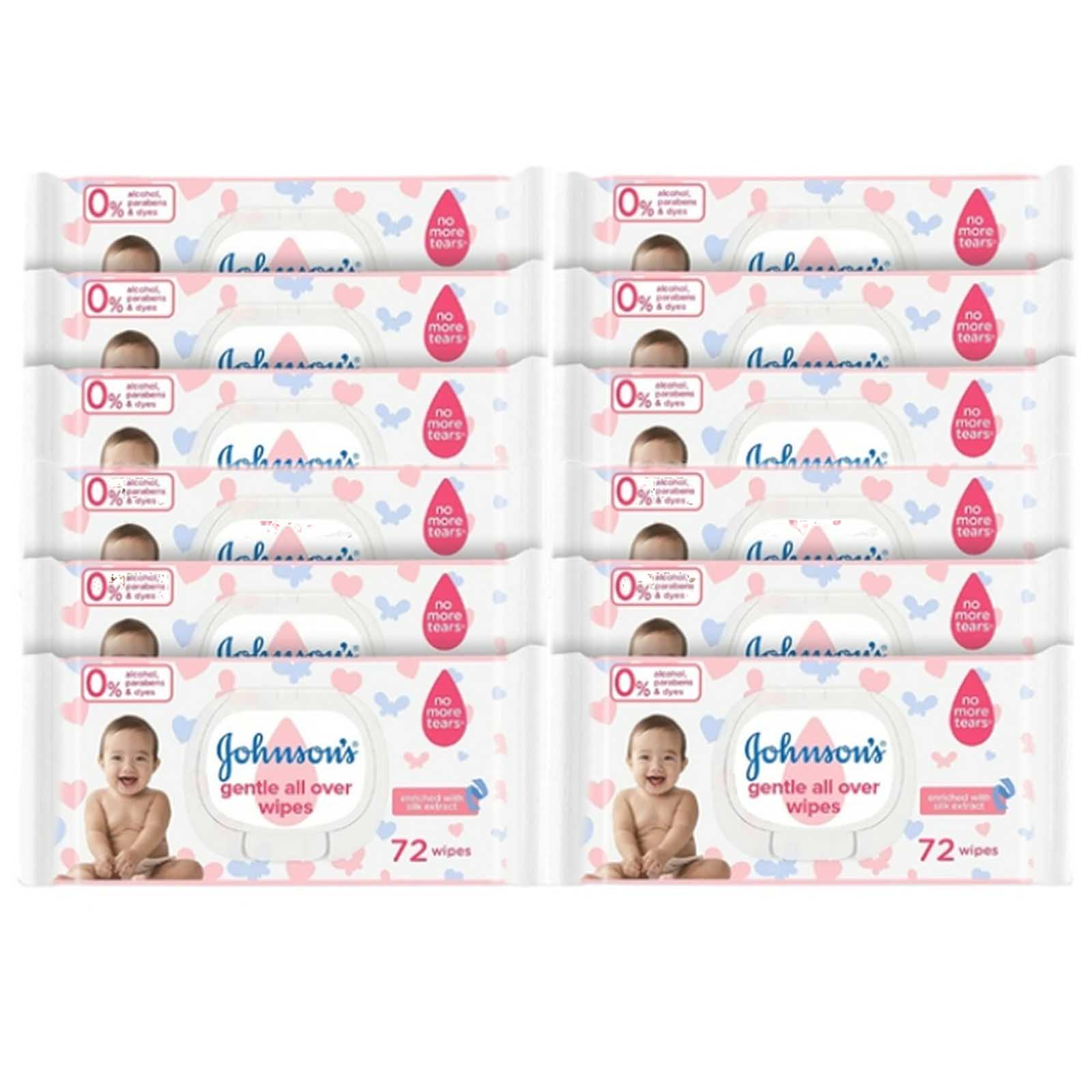 WIPES BABY GENTLE ALL OVER JOHNSONS (2 X 6 X 72 PC)