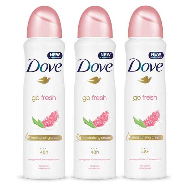DEODORANT SPRAY GO FRESH POMEGRANATE & LEMON VERBENA SCENT DOVE ( 3 X 250 ML )