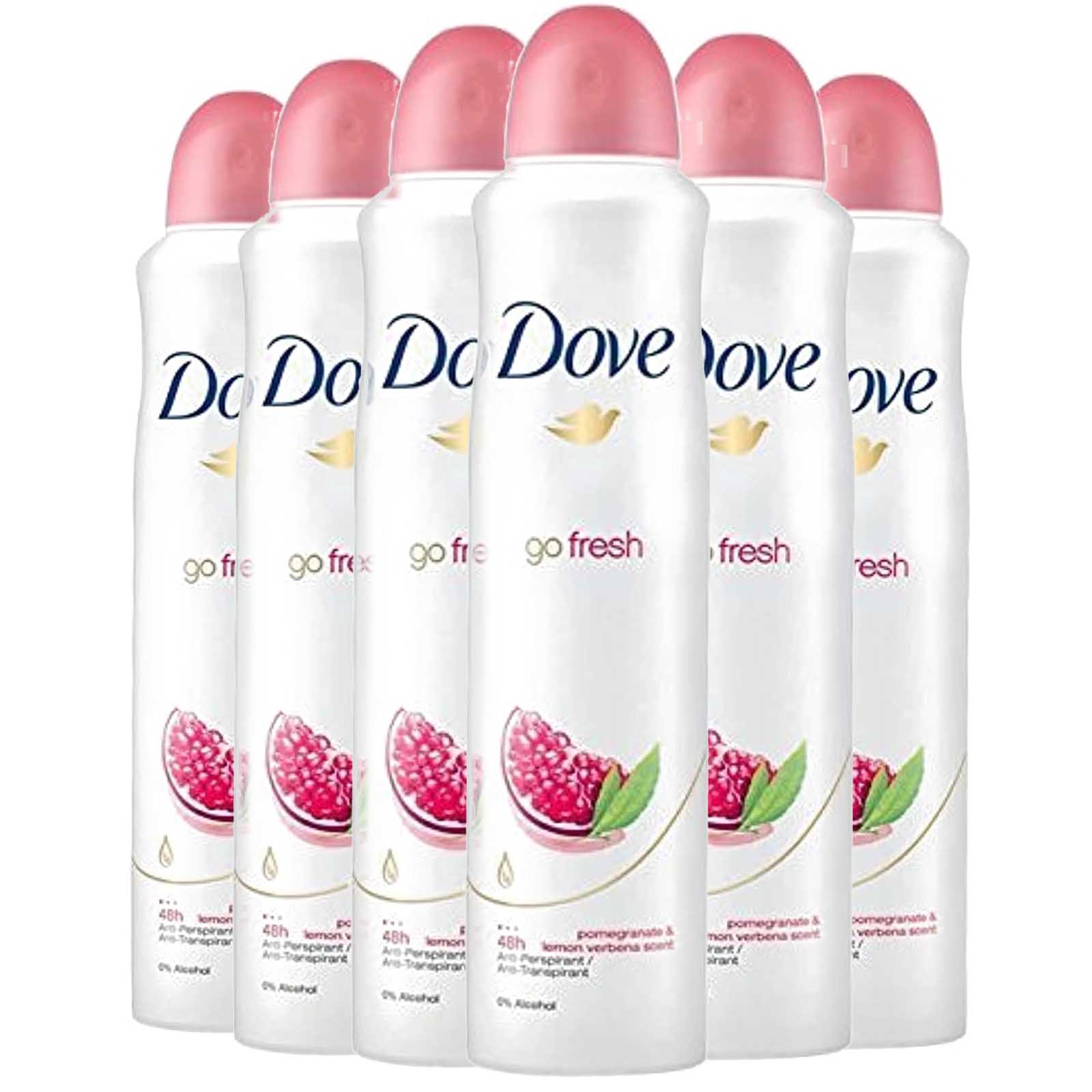 DEODORANT SPRAY GO FRESH POMEGRANATE & LEMON VERBENA SCENT DOVE ( 6 X 250 ML )