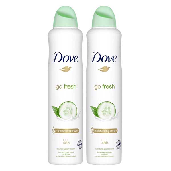 DEODORANT SPRAY GO FRESH CUCUMBER AND GREEN TEA SCENT DOVE ( 2 X 250 ML )