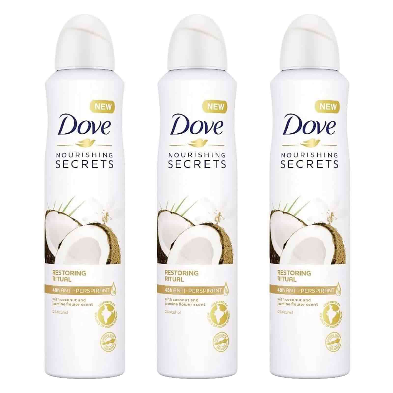DEODORANT SPRAY RESTORING RITUAL WITH COCONUT AND JASMINE FLOWER SCENT DOVE ( 3 X 250 ML )