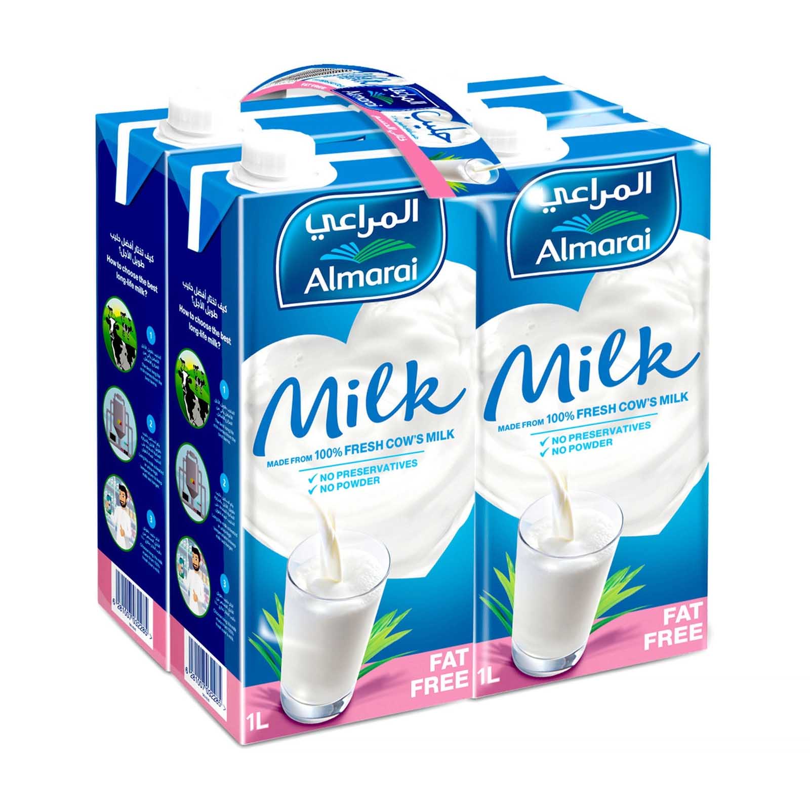 MILK FAT FREE UHT AL MARAI ( 4 X 1 LTR )