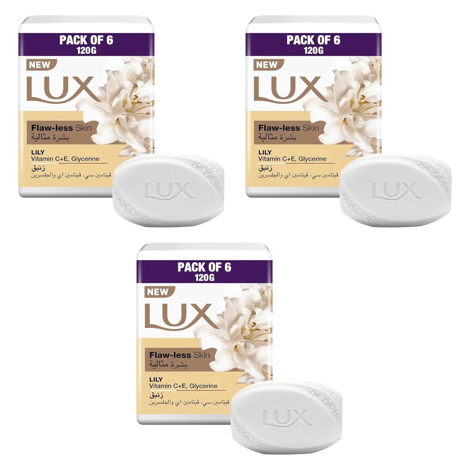 SOAP BATH FLAW LESS SKIN LILY LUX ( 3 X 6 X 120 GM )