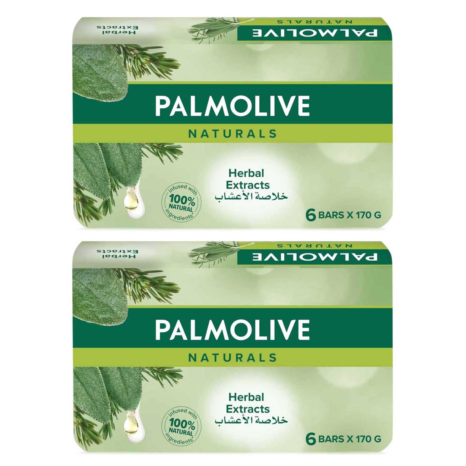 SOAP NATURALS HERBAL EXTRACTS PALMOLIVE ( 2 X 6 X 170 GM )